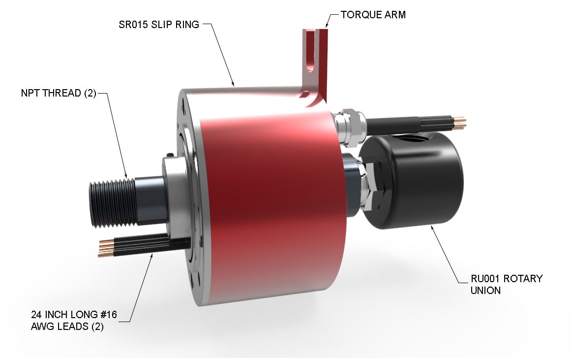C001 rotary union combo with sr015 slip ring