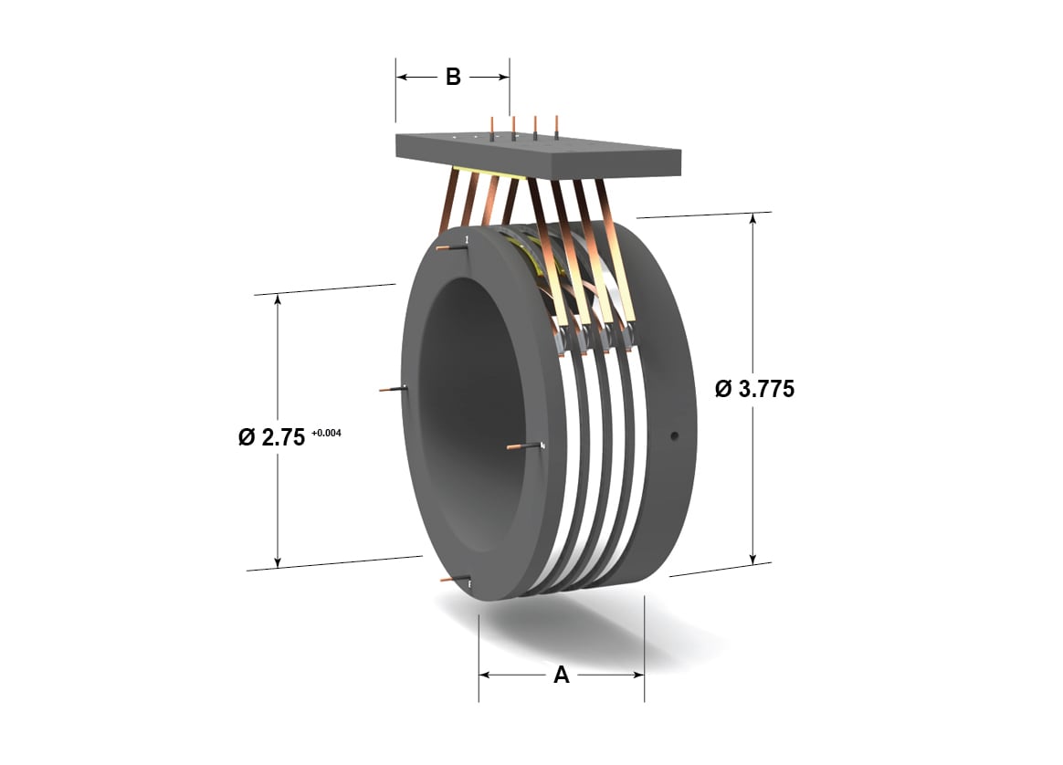 rotary systems sr006 slip ring inside view with dims