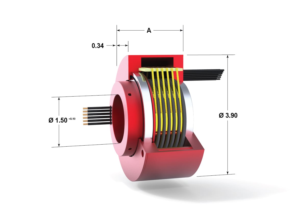 rotary systems sr013 slip ring inside view with dimensions