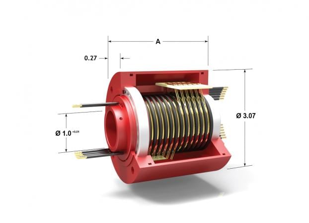 rotary systems sr014 slip ring inside view with dimensions